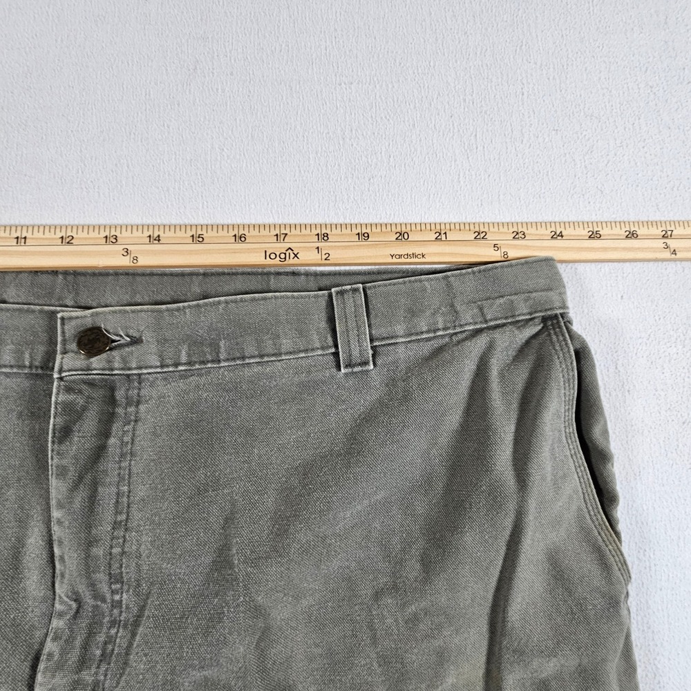 Cabelas Canvas Work Pants Mens 48 Regular Olive Grey USA Heavy Duty Rugged - Picture 2 of 8